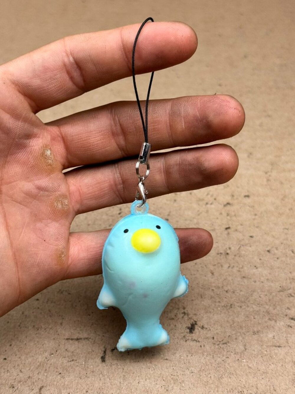 Greenbrier Intl Blue Fish Squishy Foam Toy Keychain Strap Yellow Nose Sensory